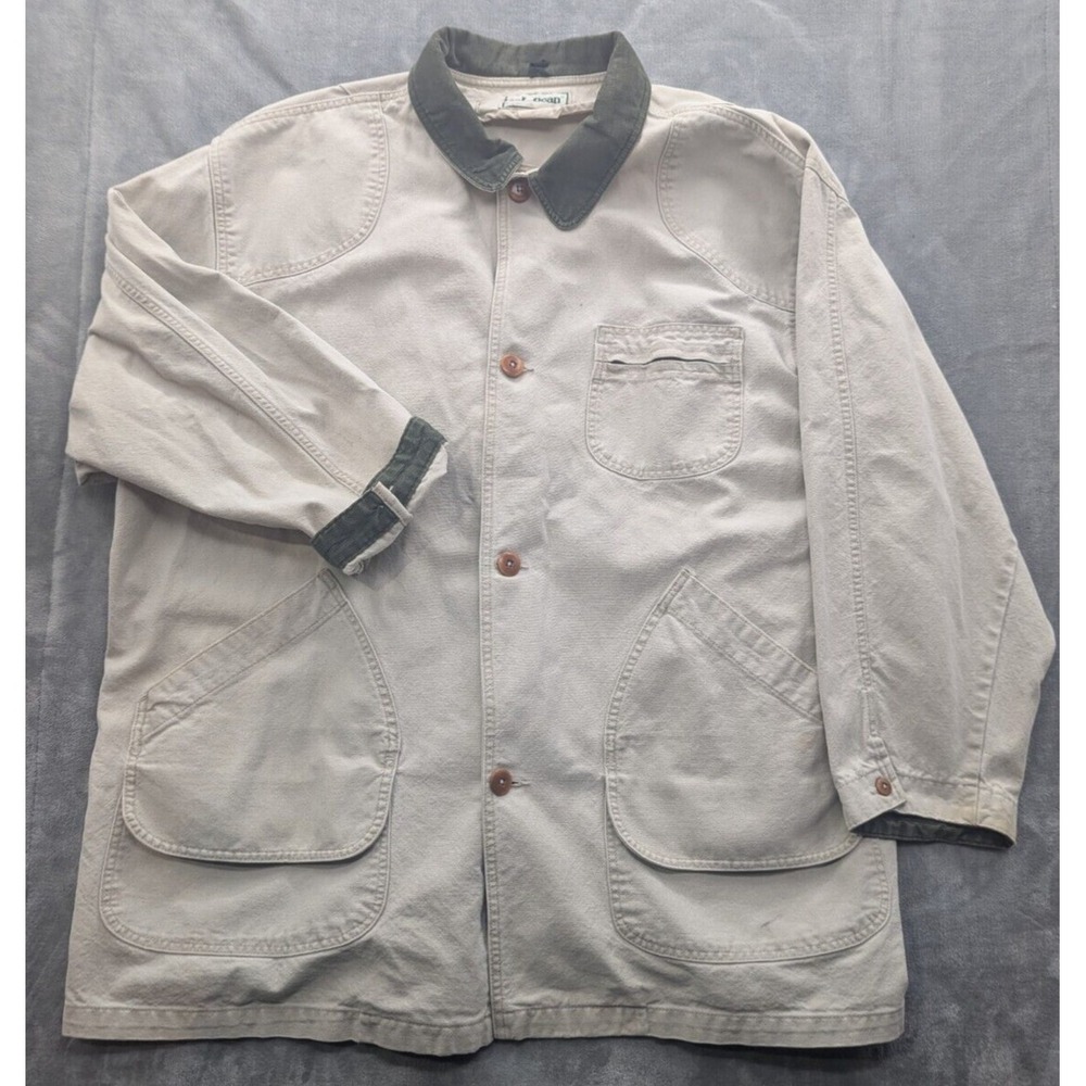 Vtg LL Bean Chore Field Barn Cotton Canvas Lined Coat Jacket Men's Sz 2XL